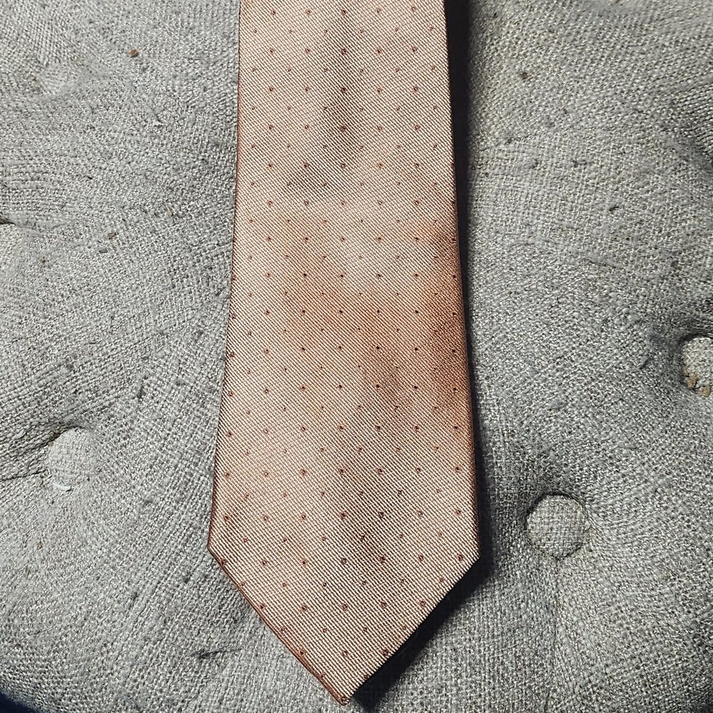 100% Silk Calvin Klein Tie Orange Dot